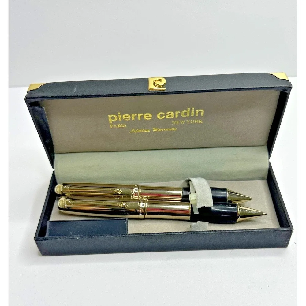 Vintage PIERRE CARDIN PEN & PENCIL SET Gold Tone Boxed Signed